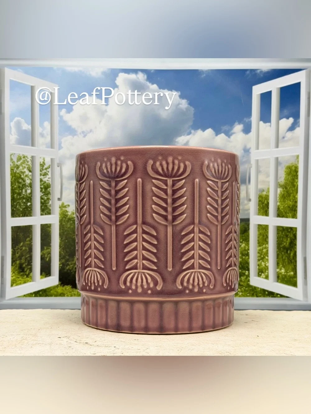 Handmade Mauve Ceramic Planter with Drainage Hole 6x6 | Terracotta Botanical Pot